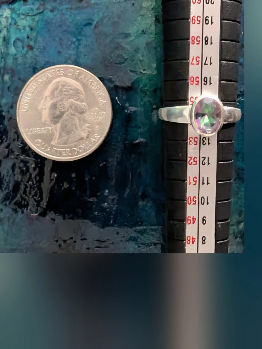 🆕 Sterling Silver Mystic CZ Simulated Mystic Topaz Oval Ring Size 7